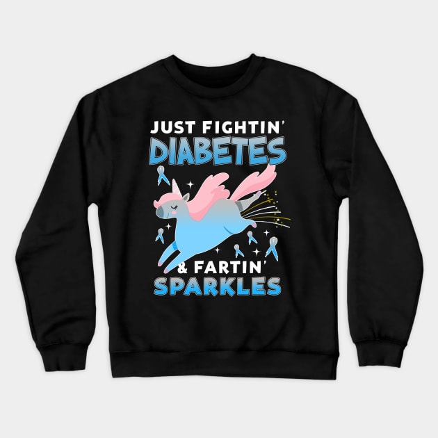 diabetes funny unicorn farting sparkles Crewneck Sweatshirt by TeesCircle